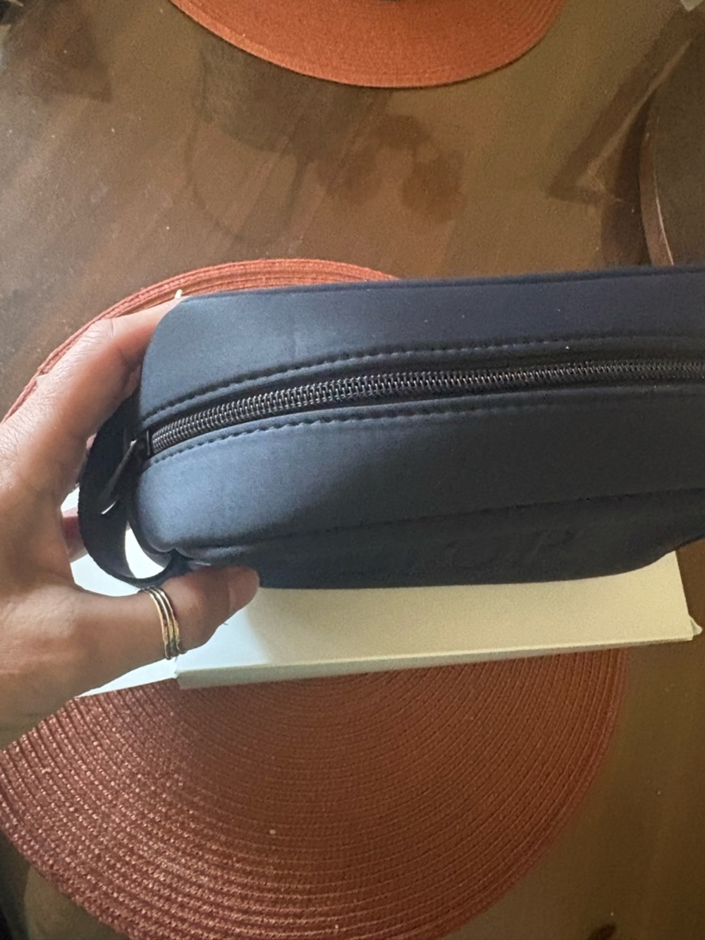 Dior Men’s Black Embossed Logo Travel Pouch - Picture 7 of 8
